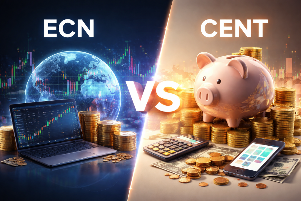 عند المقارنة بين حساب ECN وحساب Cent